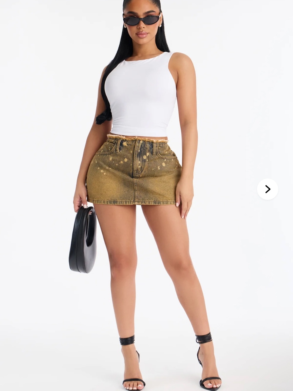 Washed Olive Green Denim Mini Skirt